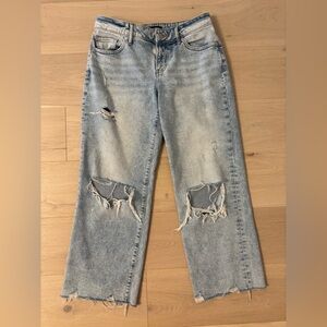 Express Light Blue Distressed 90’s Ankle Boot Jeans